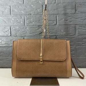 CARPISA BROWN FAUX LEATHER GOLD CHAIN CROSSBODY BAG‎